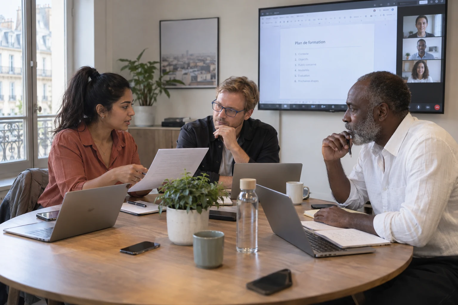 Travail collaboratif entre professionnels autour de leurs ordinateurs